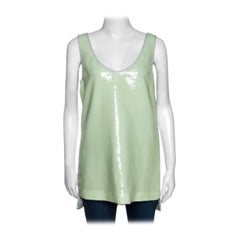 Diane Von Furstenberg Light Green Sequined Desta Tank Top M