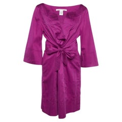 Diane Von Furstenberg Magenta Cotton Pintuck Tie Detail Faustine Dress XL