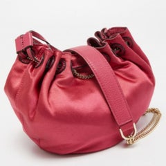 Diane Von Furstenberg Magenta Satin Mini Love Power Drawstring Bucket Bag