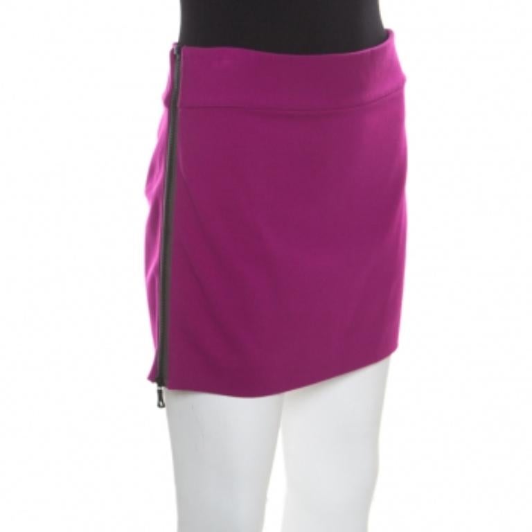 Diane von Furstenberg Minifalda con cremallera lateral elástica magenta M Púrpura en venta