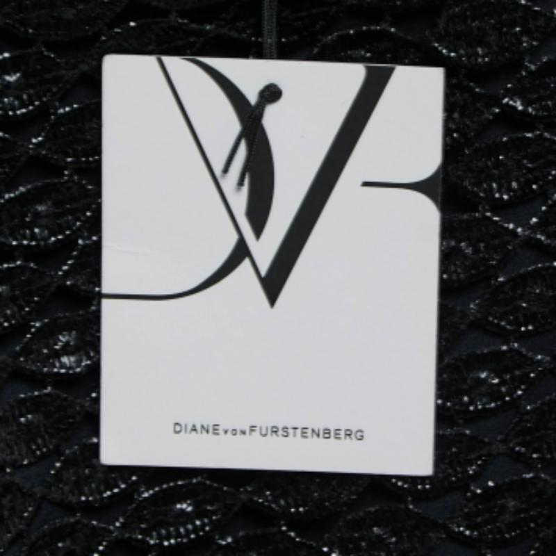 Diane Von Furstenberg Dentelle noire métallisée Robe New Cindy XS Pour femmes en vente