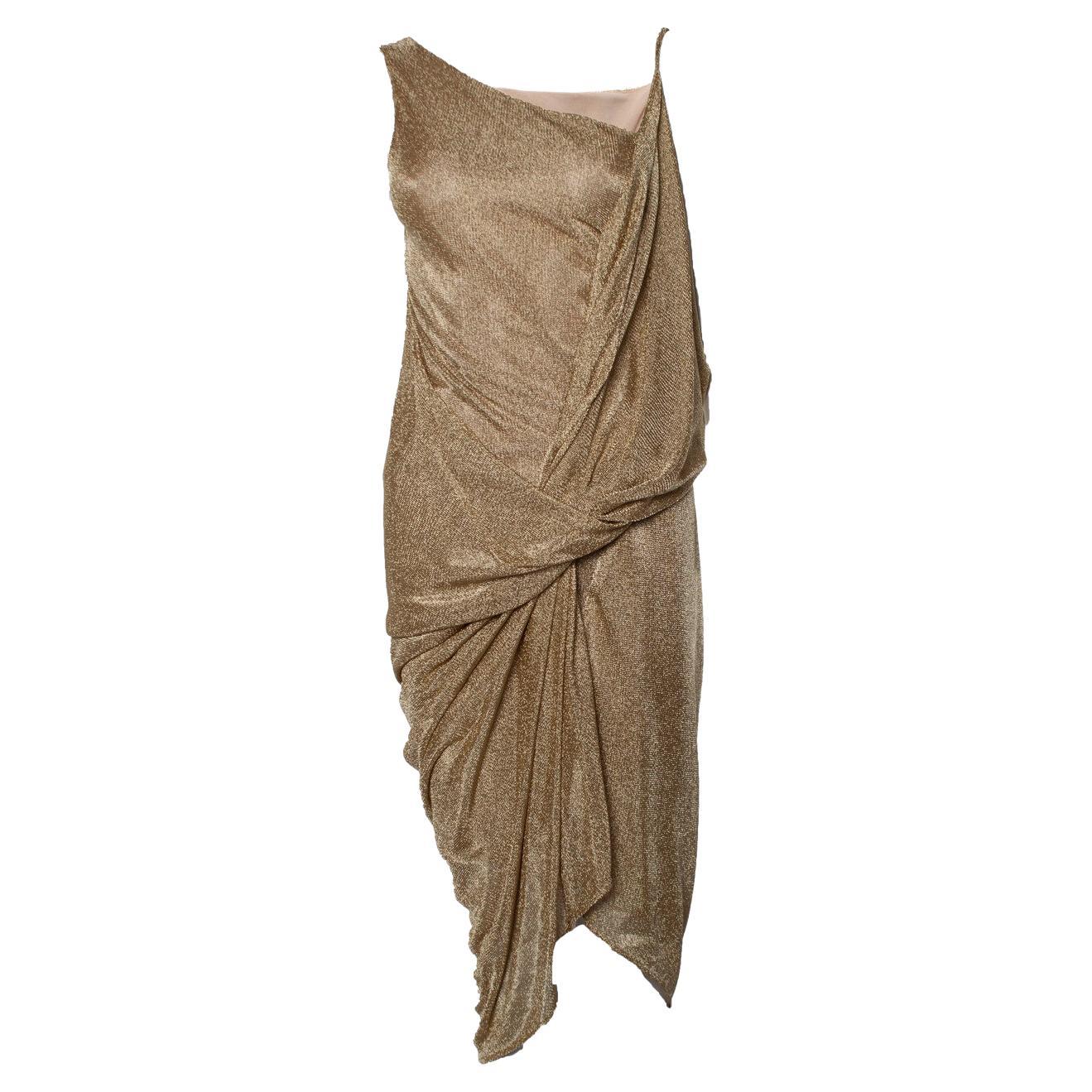 Diane Von Furstenberg, Metallic gold mesh dress For Sale