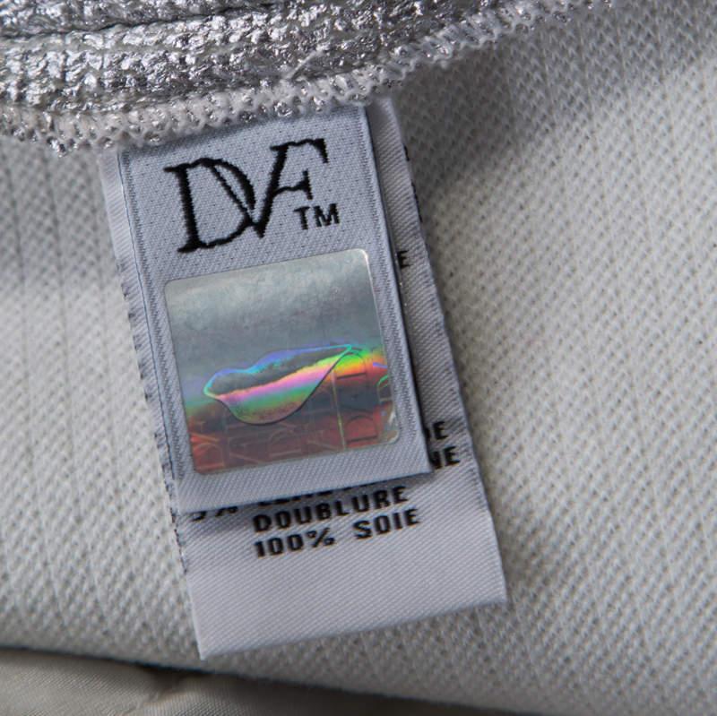 Diane von Furstenberg Metallic Silver Silk Lined New Boymuda Shorts S For Sale 3