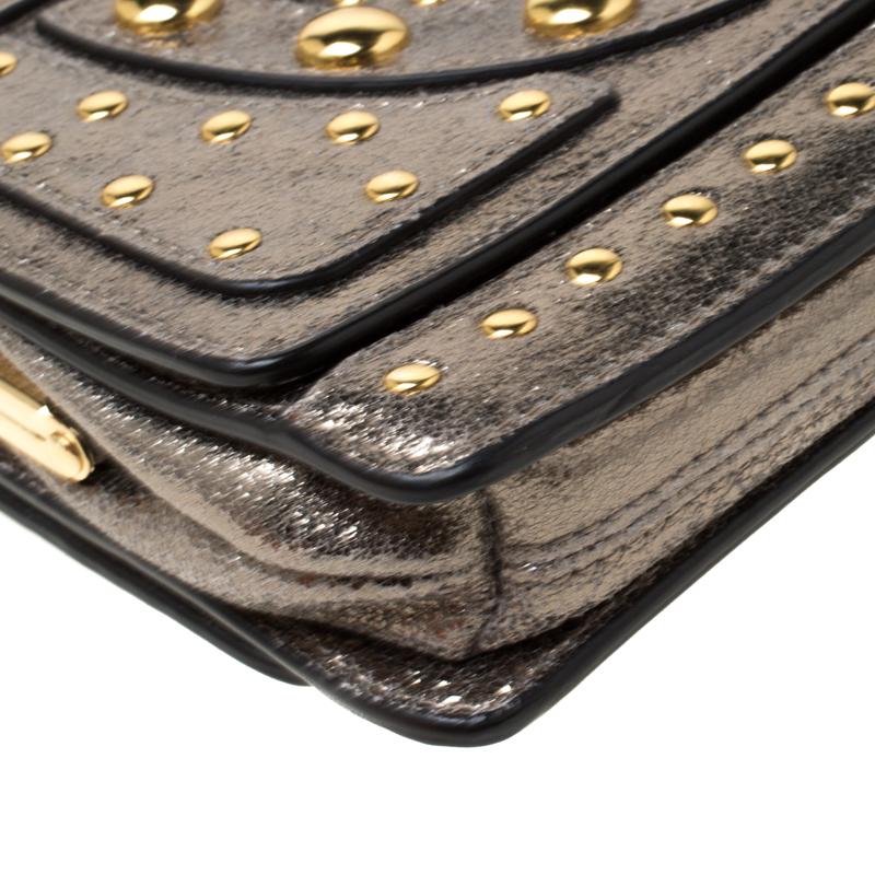 Diane Von Furstenberg Metallic Studded Leather Hayworth Clutch 6
