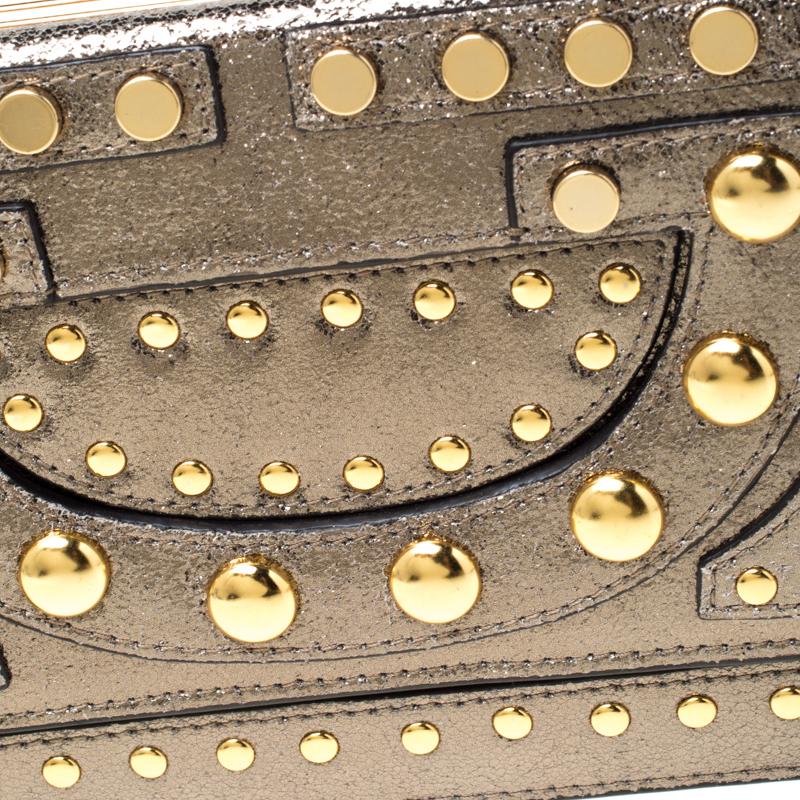 Diane Von Furstenberg Metallic Studded Leather Hayworth Clutch 4