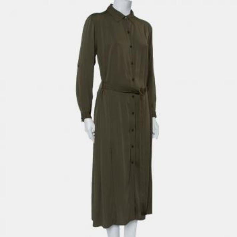 Diane Von Furstenberg Military Green Silk Belted Clarise Dress M For Sale 5