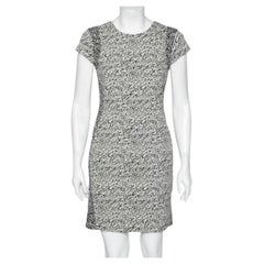 Diane Von Furstenberg Monochrome Cotton Wave Jacquard Pele Snake Dress M