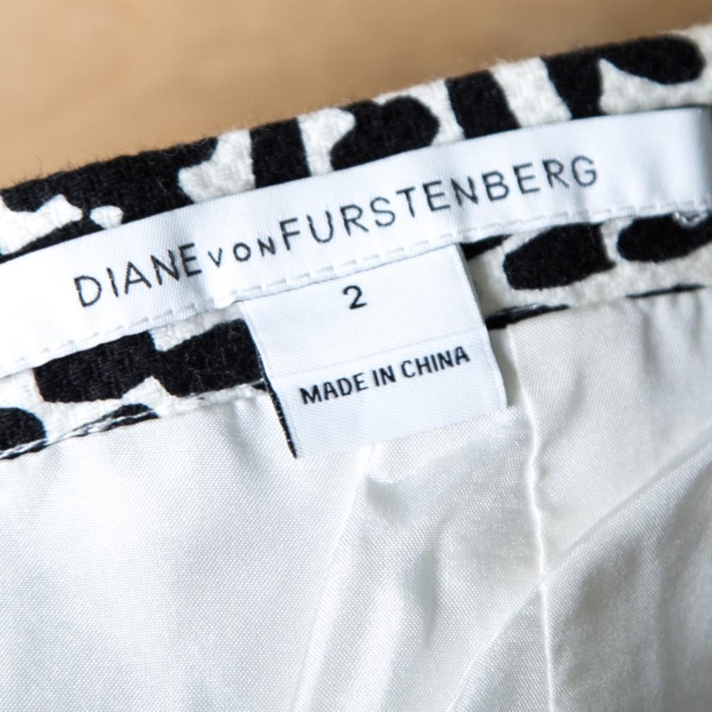 Women's Diane Von Furstenberg Monochrome Printed Cotton Clyde Mini Skirt S