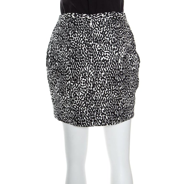 Diane Von Furstenberg Monochrome Printed Cotton Clyde Mini Skirt S For ...