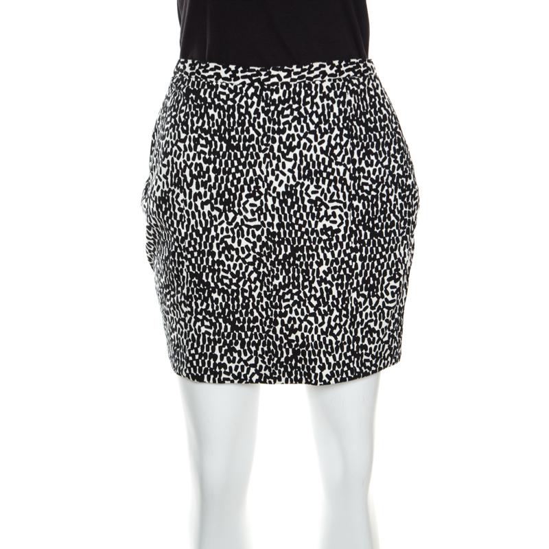 Diane Von Furstenberg Monochrome Printed Cotton Clyde Mini Skirt S 2