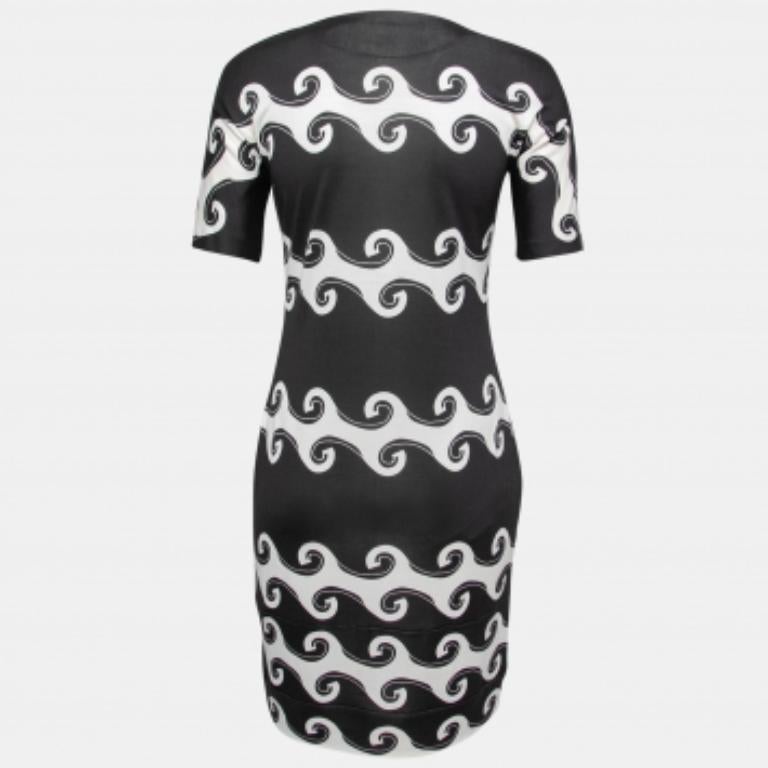Diane von Furstenberg Monochromer Wellendruck Seidenstrick Cyrani Kleid M im Zustand „Gut“ im Angebot in Dubai, Al Qouz 2