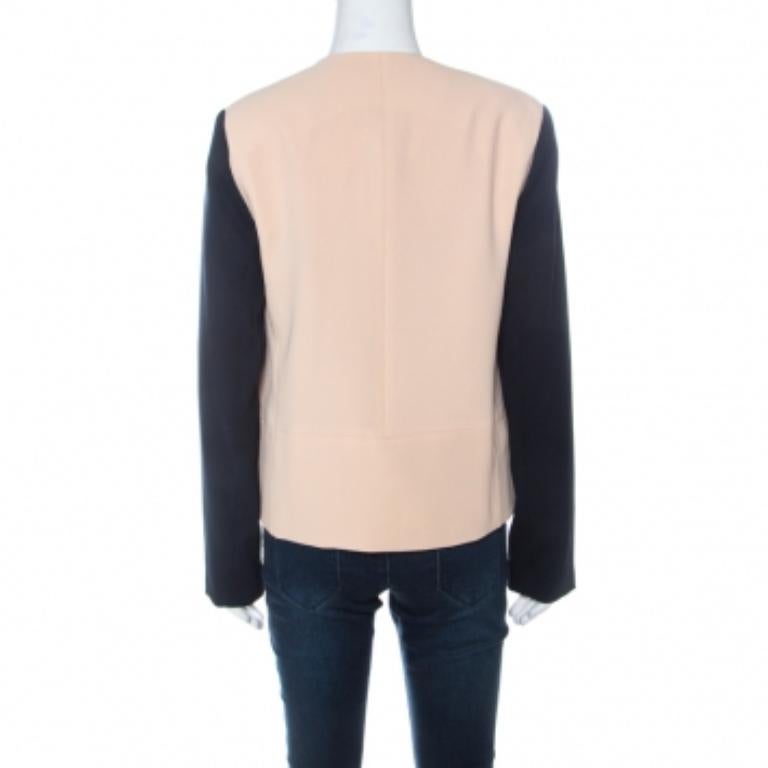 Diane von Furstenberg Multicolor Crepe Creme Brulee Open Front Feriha Blazer M im Angebot 1