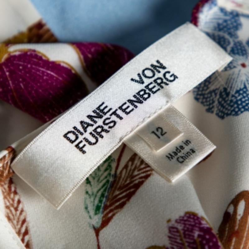 Diane von Furstenberg - Top a maniche lunghe con stampa floreale multicolore - L.L.A. In condizioni buone in vendita a Dubai, Al Qouz 2