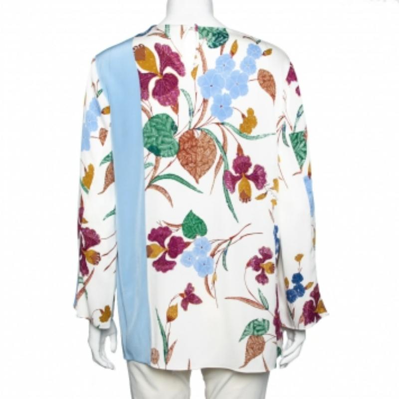Diane von Furstenberg - Top a maniche lunghe con stampa floreale multicolore - L.L.A. in vendita 1