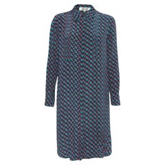 Diane Von Furstenberg Multicolor Printed Crepe Pleated Shirt Dress S