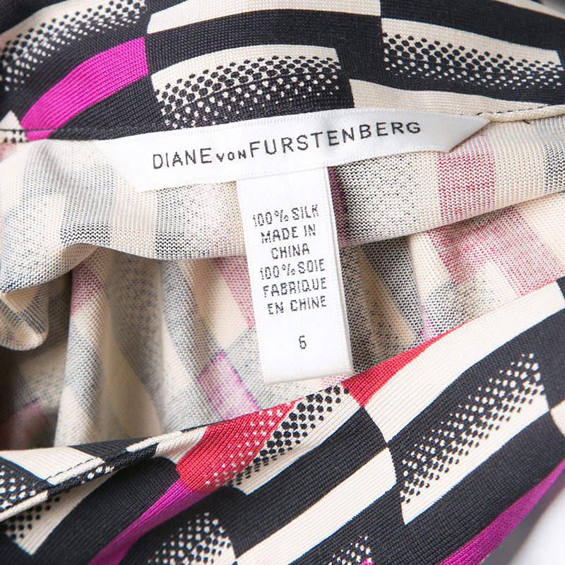 Diane Von Furstenberg Multicolor Printed Silk Jersey Aggie Shift Dress M For Sale 1
