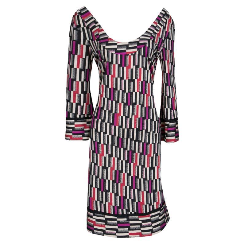 Diane Von Furstenberg Multicolor Printed Silk Jersey Aggie Shift Dress M For Sale