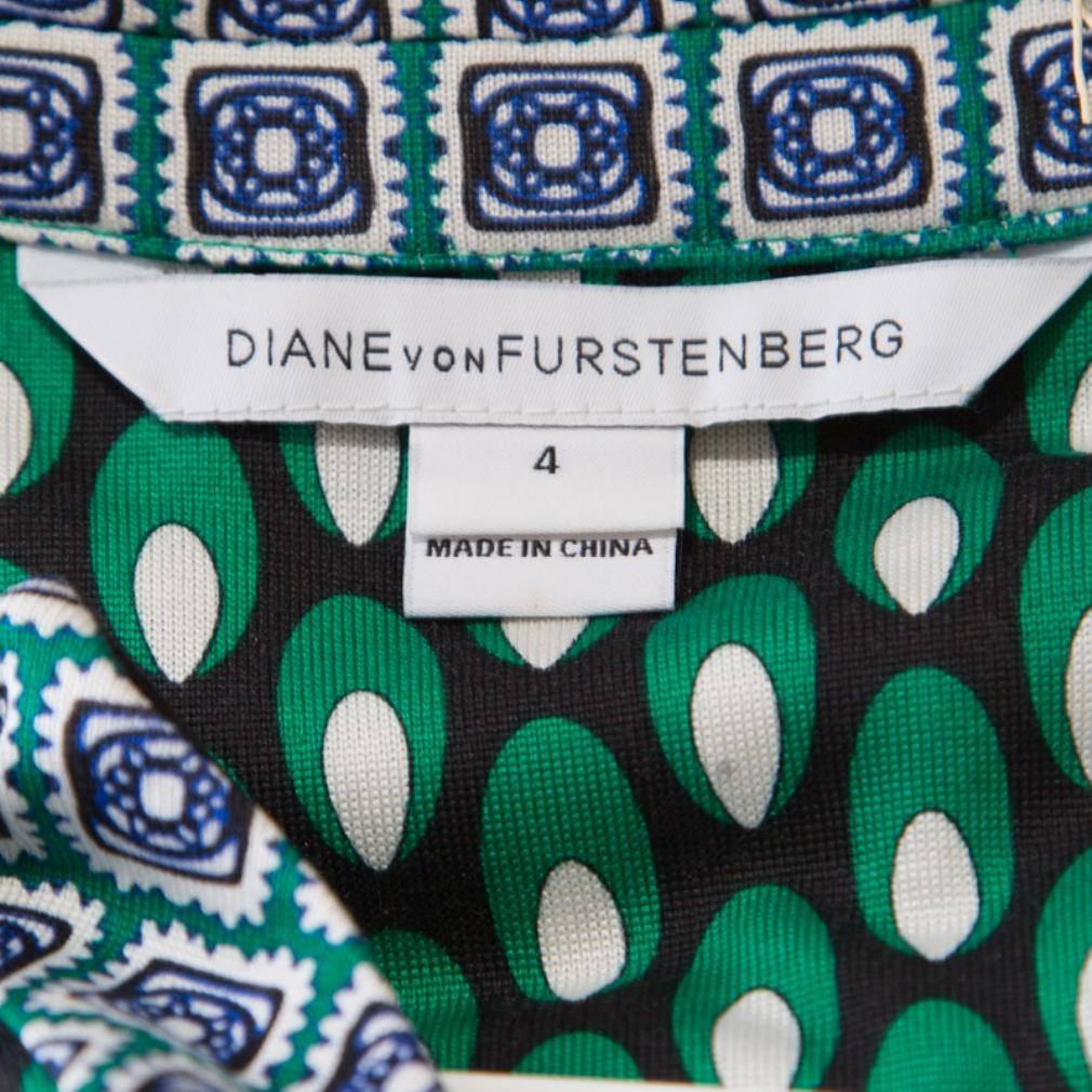 Women's Diane Von Furstenberg Multicolor Printed Silk Jersey Denny Shirt Dress S