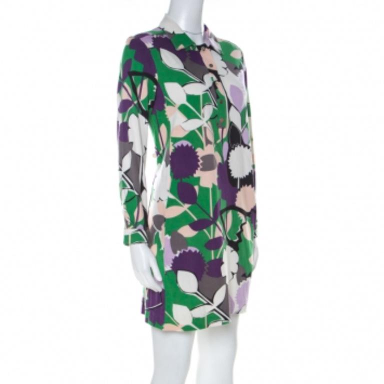 Diane von Furstenberg Multicolor Bedruckte Seidenjersey Nicole Tunika M Damen im Angebot