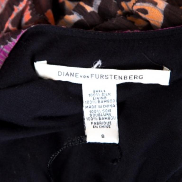 Diane von Furstenberg Mehrfarbig Bedruckte Seide Gerafftes Gestreiftes Pitonesa Top M Damen im Angebot