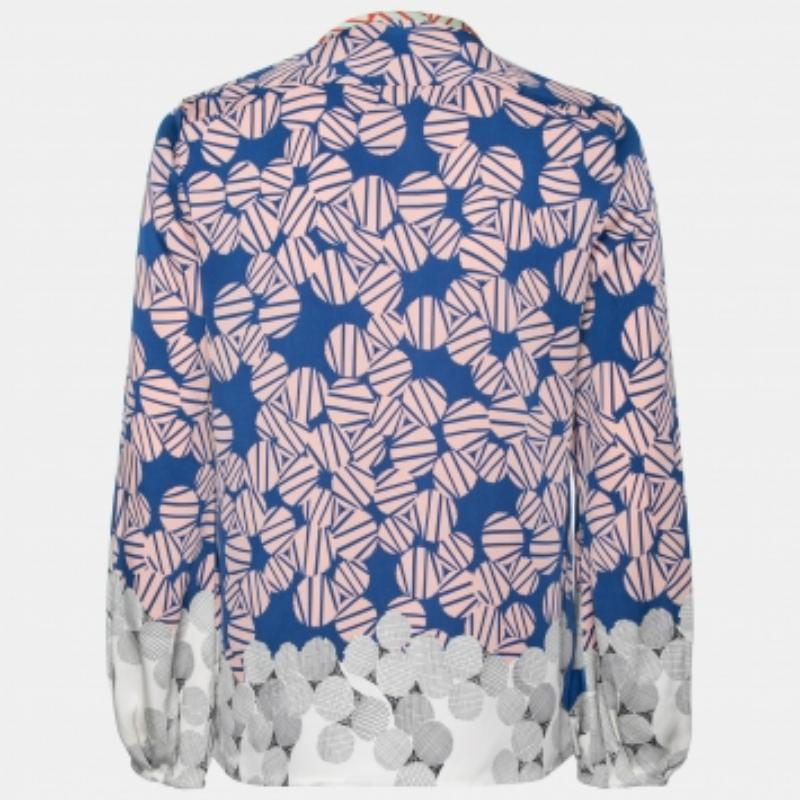 Donna Diane von Furstenberg Camicetta in seta stampata multicolore con chiusura a scatto sul davanti S in vendita