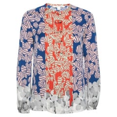 Diane von Furstenberg Camicetta in seta stampata multicolore con chiusura a scatto sul davanti S