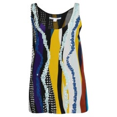 Diane von Furstenberg Mehrfarbiges Jackie Top aus Seide mit Paillettenbesatz S