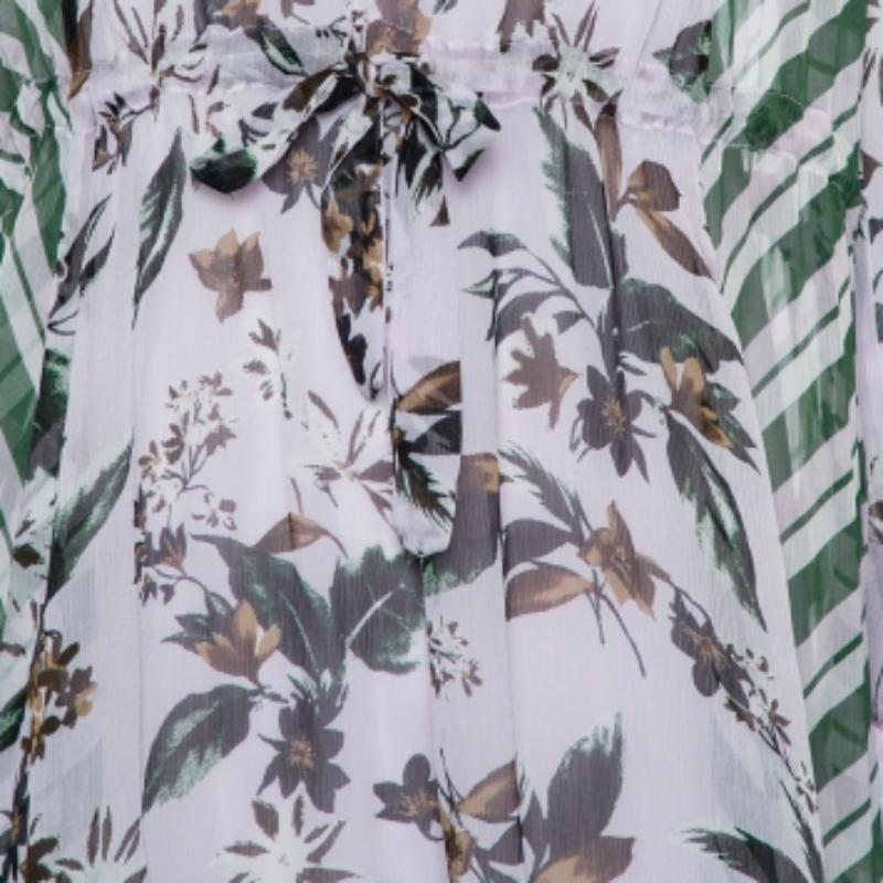 Women's Diane Von Furstenberg Multicolor Silk Ruffled Oversized Mini Dress XS For Sale