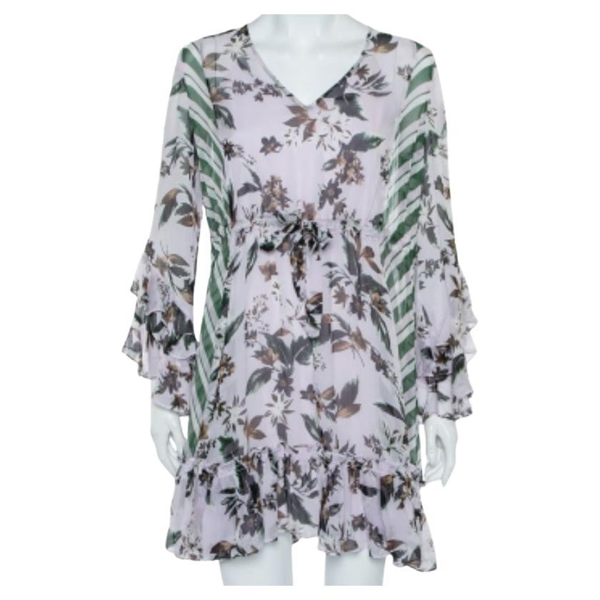 Diane Von Furstenberg Multicolor Silk Ruffled Oversized Mini Dress XS For Sale