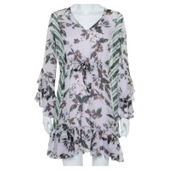 Diane Von Furstenberg Multicolor Silk Ruffled Oversized Mini Dress XS