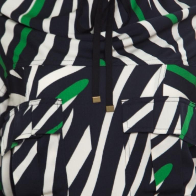 Noir Diane von Furstenberg - Tunique Kangou en soie rayée multicolore avec nouettes S en vente