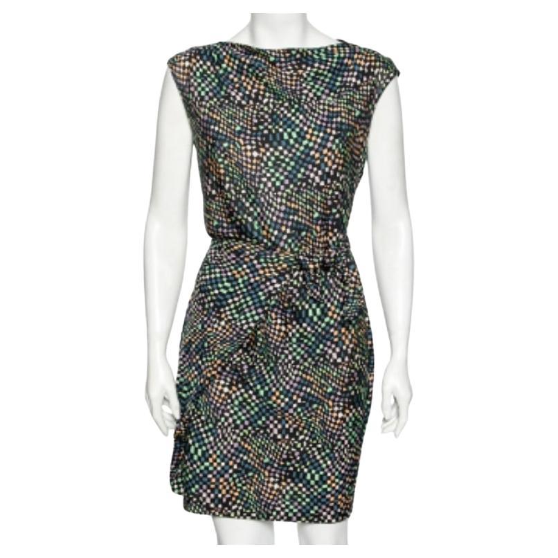 Diane von Furstenberg Mehrfarbig Bedrucktes Jersey Krawatten-Detail Manda Kleid L im Angebot