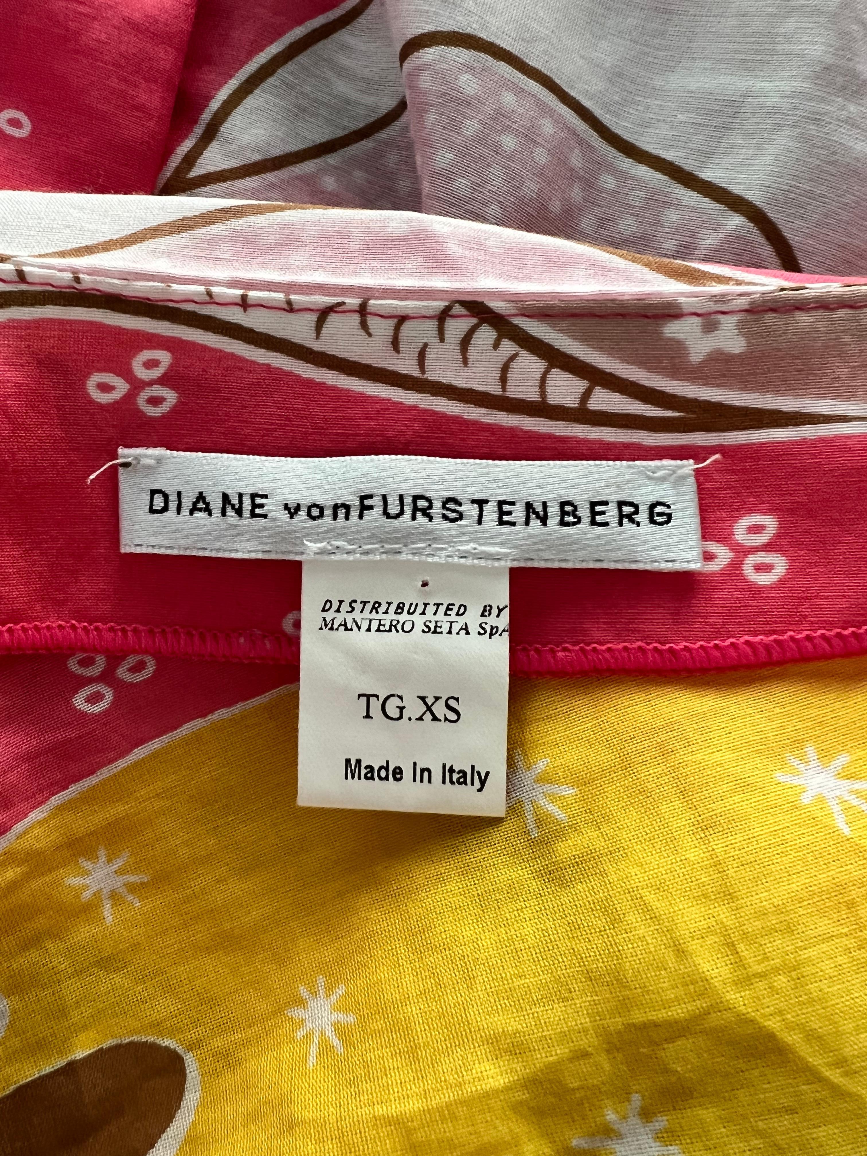Women's Diane von Furstenberg Multicolored Tunic Cover Up Top, Size XS For Sale
