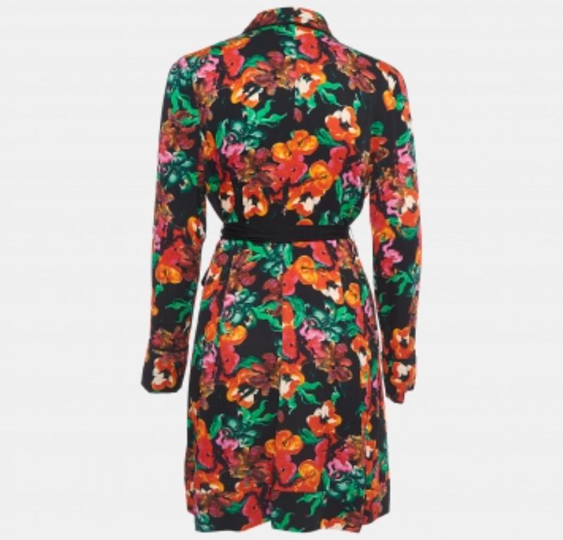 De las mujeres Diane von Furstenberg Chaqueta con cinturón de georgette estampada multicolor S en venta