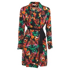 Diane von Furstenberg Chaqueta con cinturón de georgette estampada multicolor S