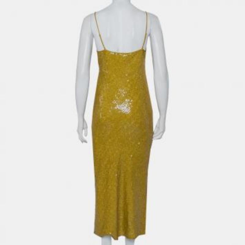 Diane Von Furstenberg Mustard Yellow Sequin Embellished Silk Havita Dress M For Sale 3