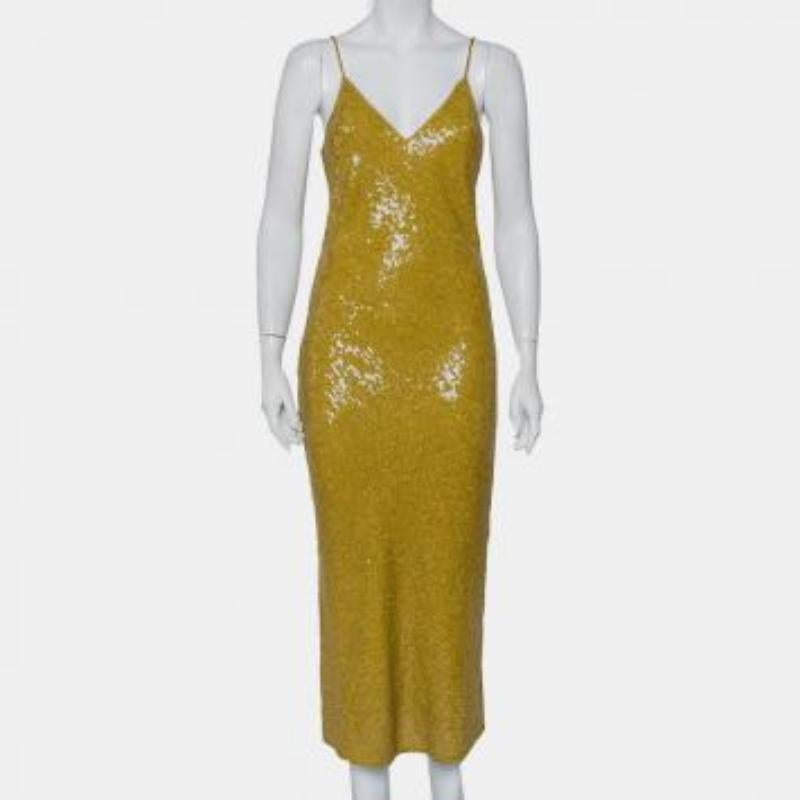 Diane Von Furstenberg Mustard Yellow Sequin Embellished Silk Havita Dress M For Sale 4