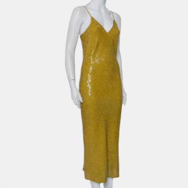 Diane Von Furstenberg Mustard Yellow Sequin Embellished Silk Havita Dress M For Sale 5
