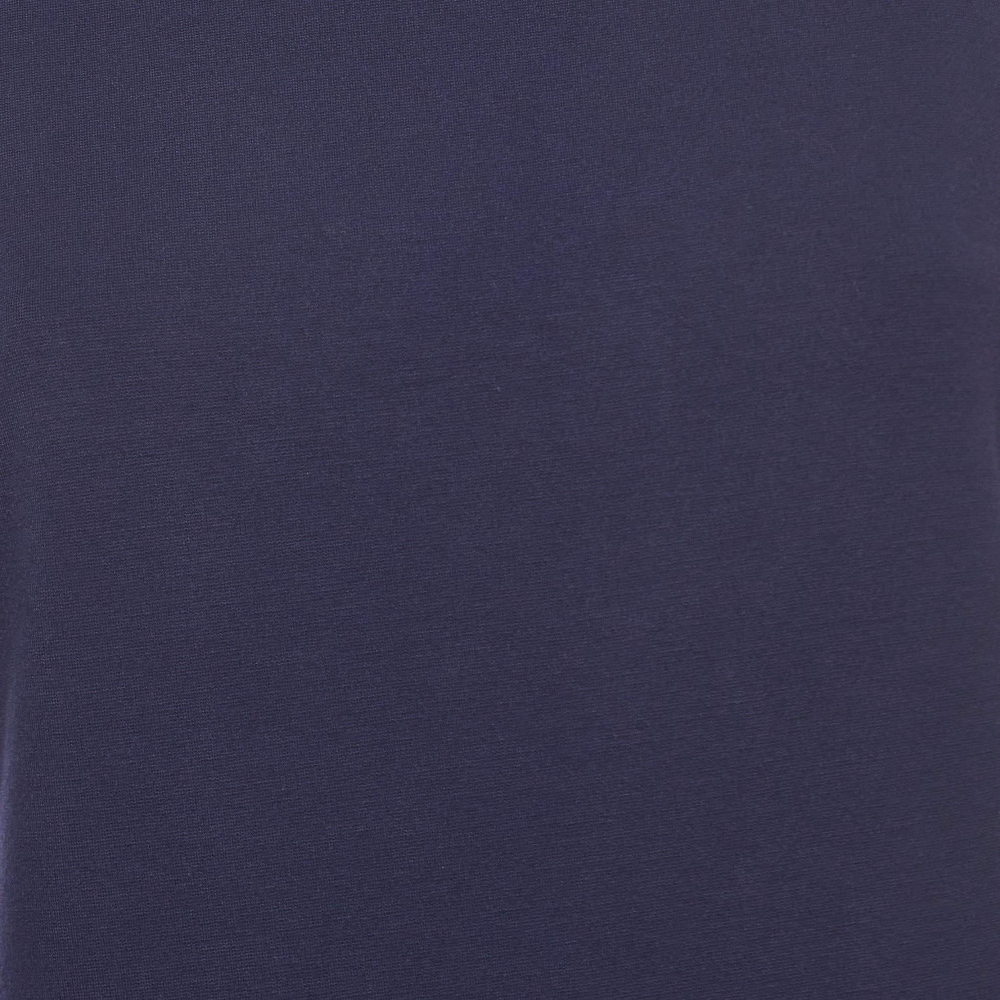 Diane Von Furstenberg Navy Blue/Black Knit Contrast Short Dress M For Sale 1