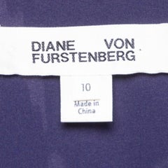 Diane Von Furstenberg Navy Blue Jacquard Maxi Wrap Dress L