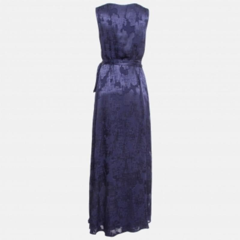 Diane von Furstenberg Marineblaues Jacquard Maxi-Wickelkleid L im Zustand „Gut“ im Angebot in Dubai, Al Qouz 2