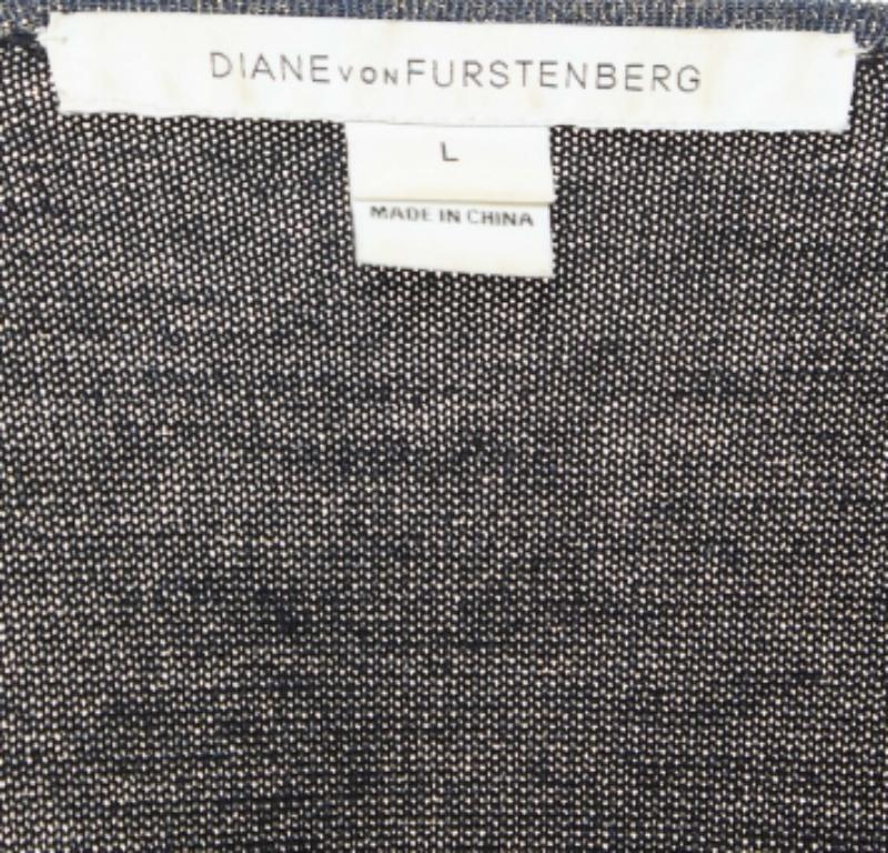 Donna Diane von Furstenberg - Vestito a portafoglio Evelyn in maglia lurex blu navy I.L.A. in vendita