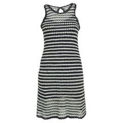 Diane Von Furstenberg Navy Blue/White Crochet Knit Sleeveless Short Dress S