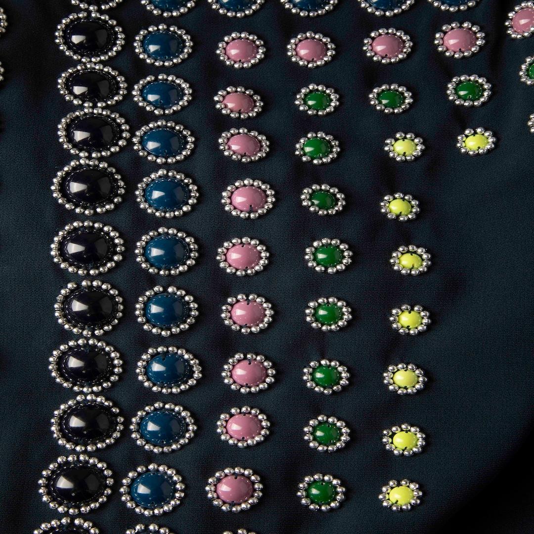 Diane Von Furstenberg Navy Embellished Dress Size M In Good Condition For Sale In London, GB