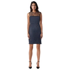 Diane Von Furstenberg Navy Lace Knee Length Dress Size L