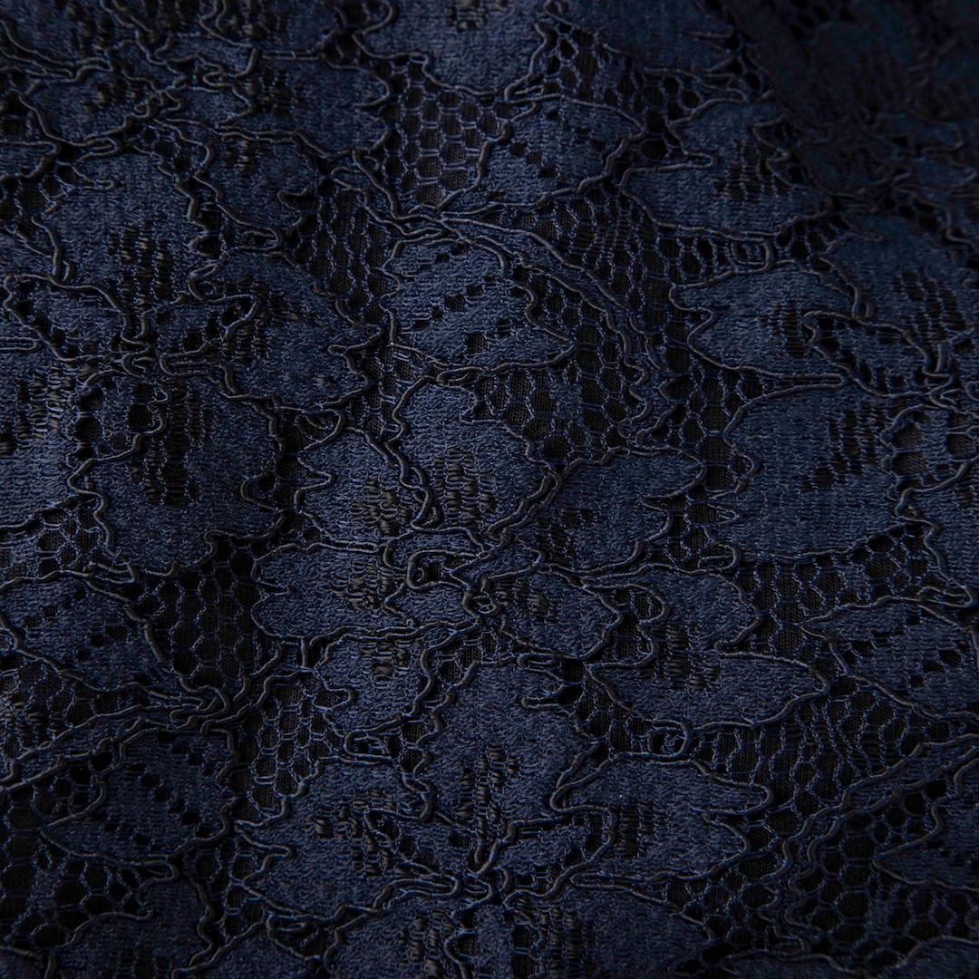 Noir Diane Von Furstenberg Robe à manches mi-longues en dentelle marine Taille XXS en vente