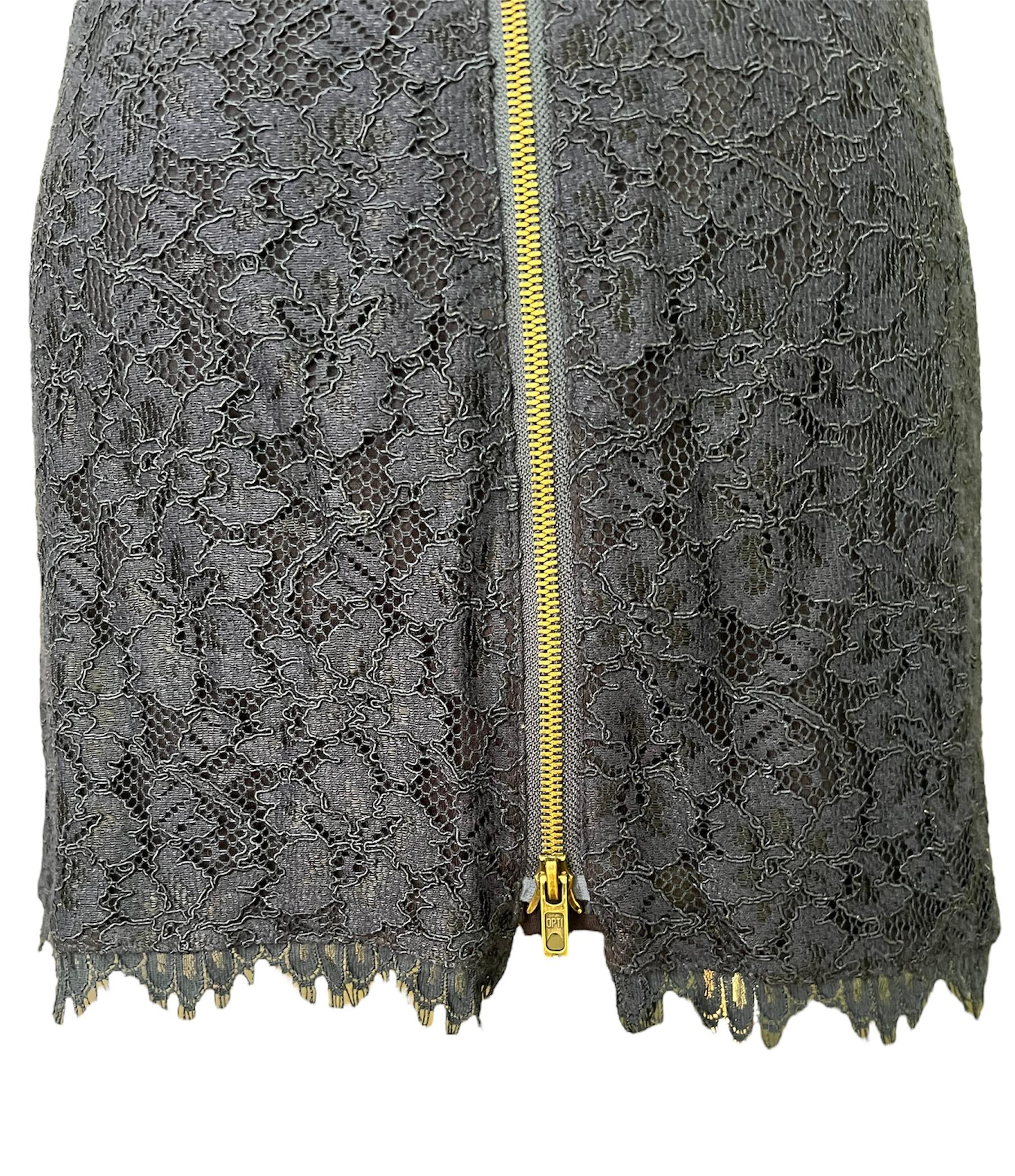 Black Diane von Fürstenberg Navy Lace Mini Dress, Size 8 For Sale