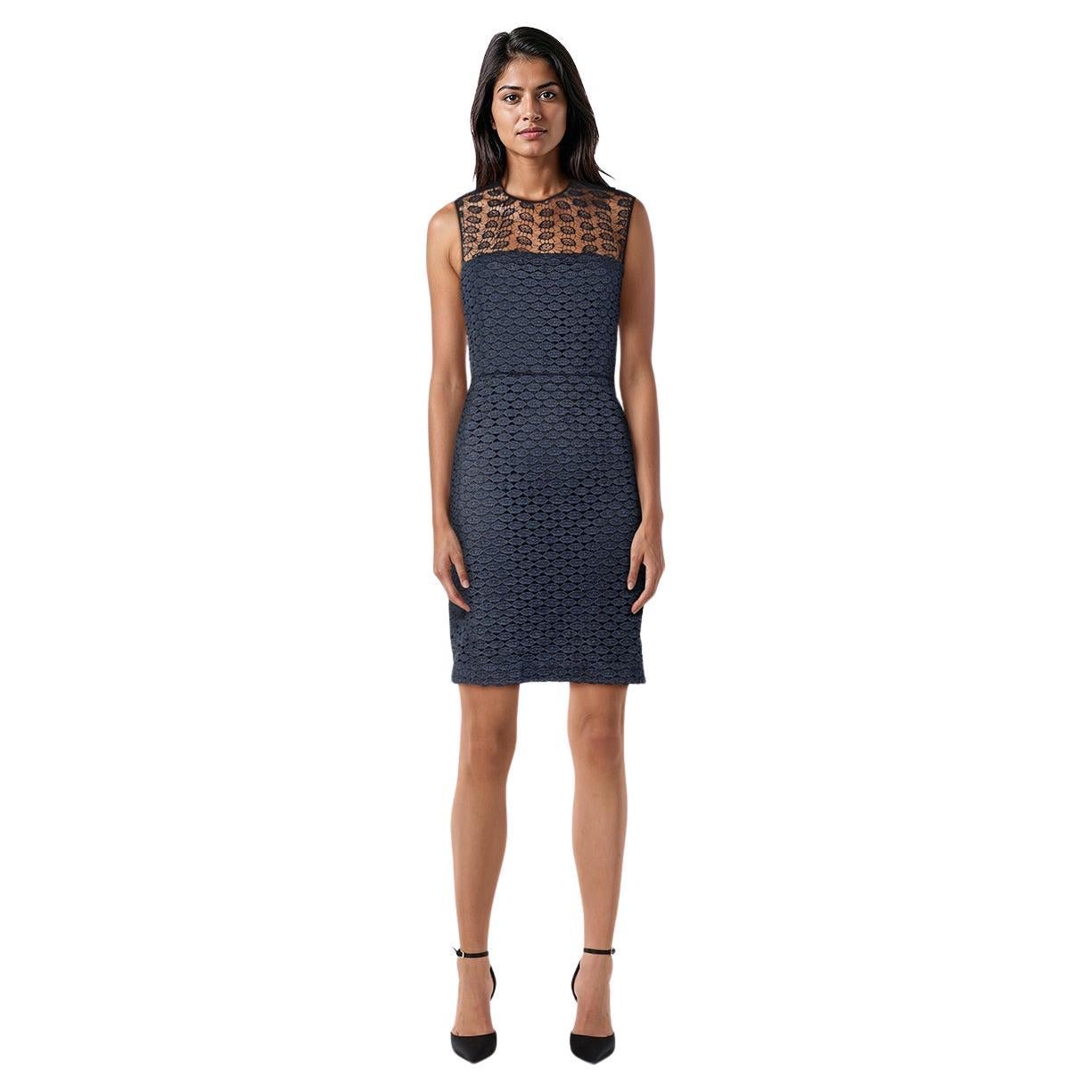 Diane Von Furstenberg Navy Lace Mini Dress Size L