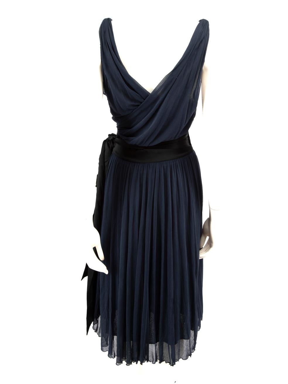 Black Diane Von Furstenberg Navy V-Neck Wrap Dress Size S