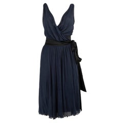 Diane Von Furstenberg Navy V-Neck Wrap Dress Size S